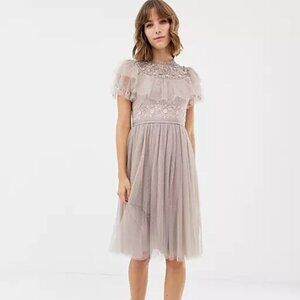 Needle & Thread Embroidered Bodice Tulle Skater Dress